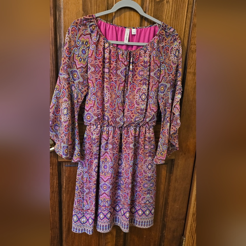 Colorful Paisley Dress with Pink Lining. Live these colors together.